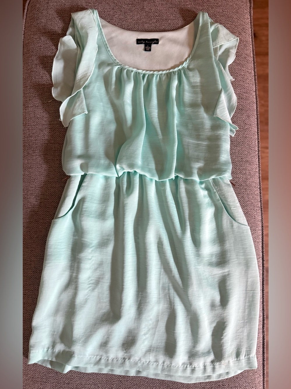City Triangles Light Mint Ruffle Sleeve Dress